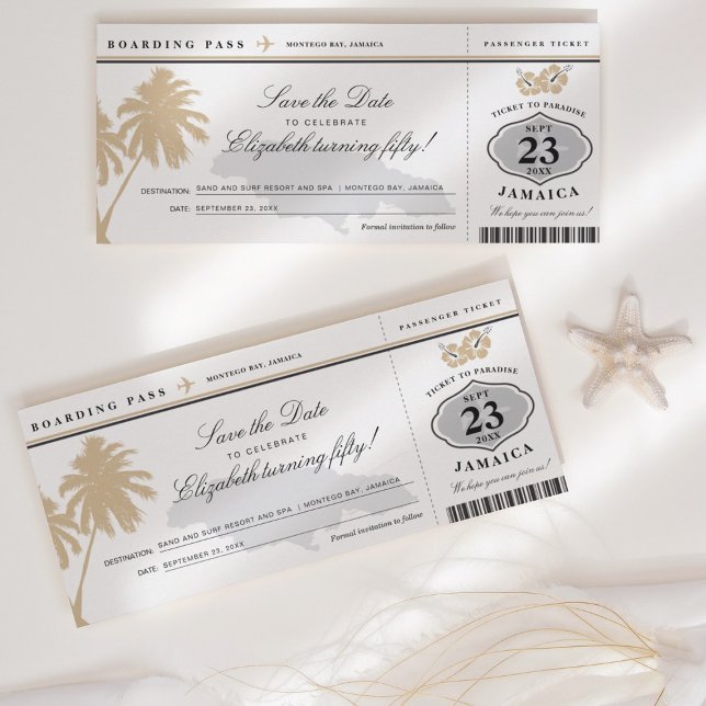 Jamaica Boarding Pass Save the Date Birthday (Creator Uploaded)