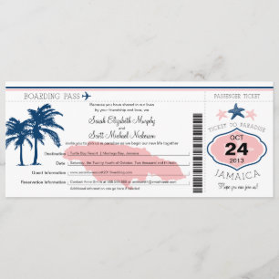 Jamaica Boarding Pass Wedding Invitation