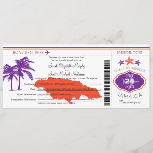 Jamaica Boarding Pass Wedding Invitation