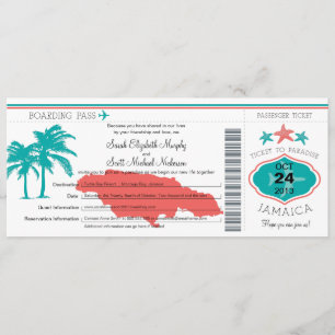 Jamaica Boarding Pass Wedding Invitation
