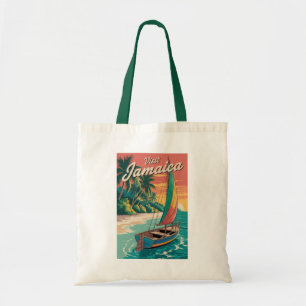 Jamaica Boat Illustration Travel Art Vintage Tote Bag