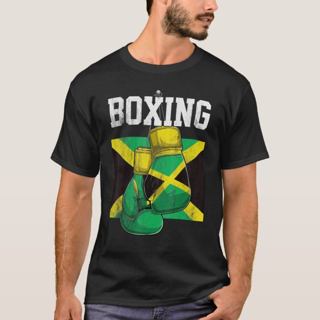 Jamaica Boxing Gloves Boxer Boxing Jamaican Flag T-Shirt (Front)