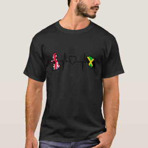 Jamaica British Flag Jamaican British Uk Heartbea T-Shirt