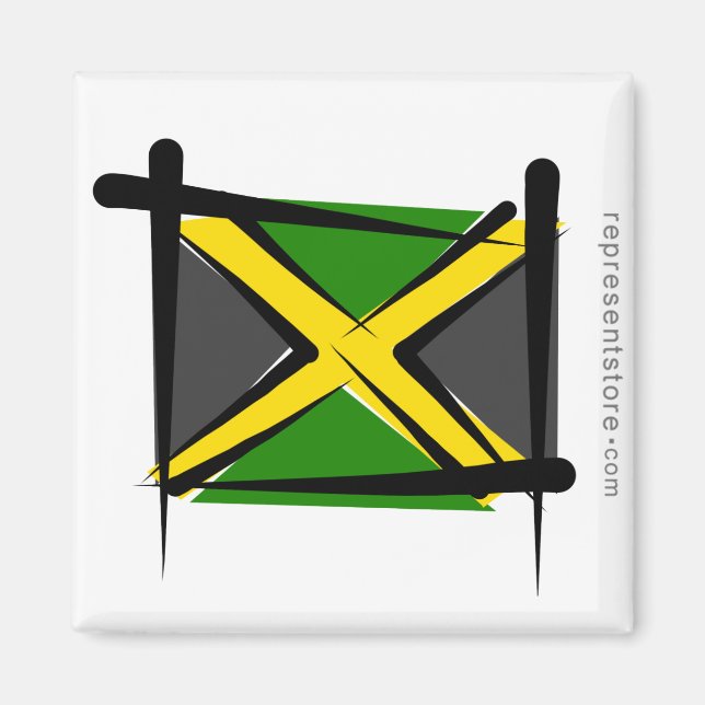 Jamaica Brush Flag Magnet (Front)