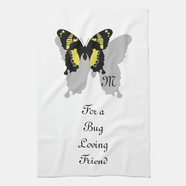 Jamaica Butterfly Shadow Monogram Tea Towel (Vertical)