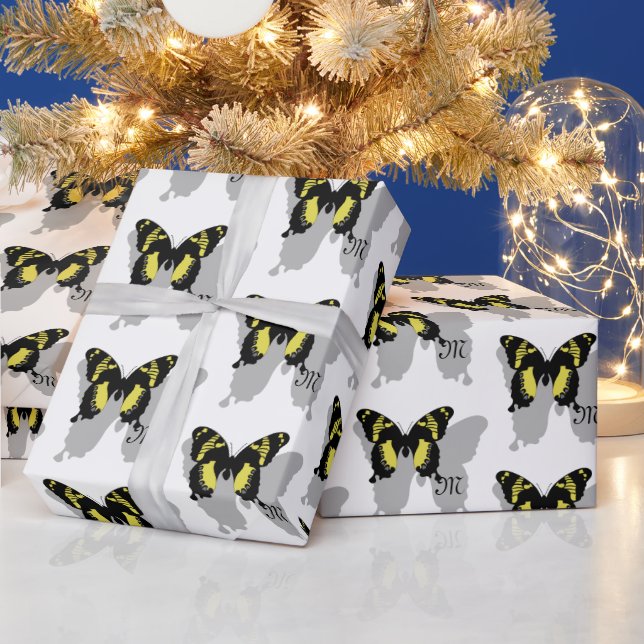 Jamaica Butterfly Shadow Monogram Wrapping Paper (Holidays)