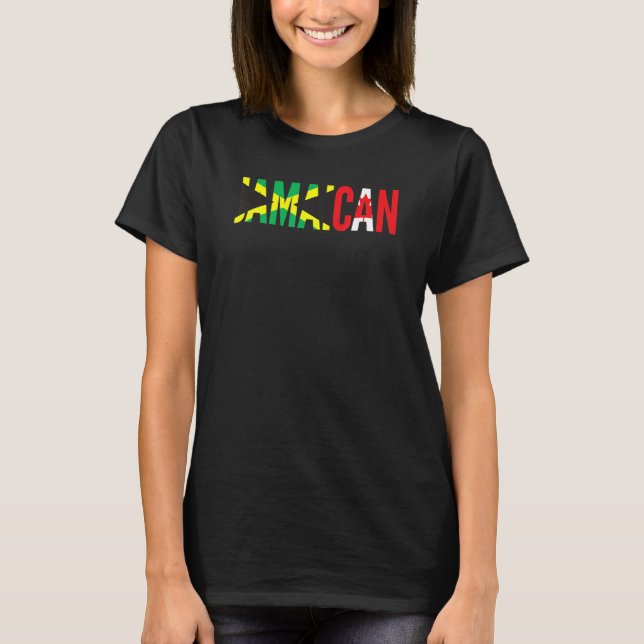 Jamaica Canada Flag for Half Canadian Jamaican Roo T-Shirt (Front)