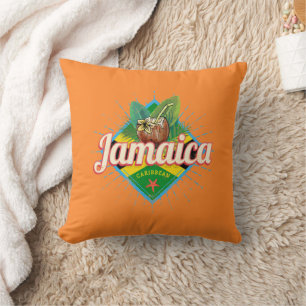 Jamaica caribbean retro flag vacation vintage cushion