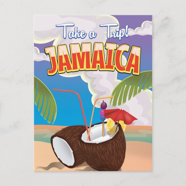 Jamaica Cartoon travel poster Postcard (Front)