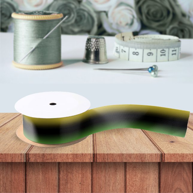 Jamaica Colours Gradient Black, Yellow, and Green Satin Ribbon (gold black and green Jamaica colors ombre gradient ribbon)