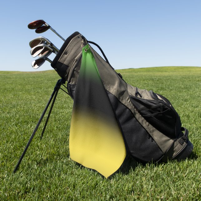 Jamaica Colours Gradient Ombre Green Gold & Black Golf Towel (Green)