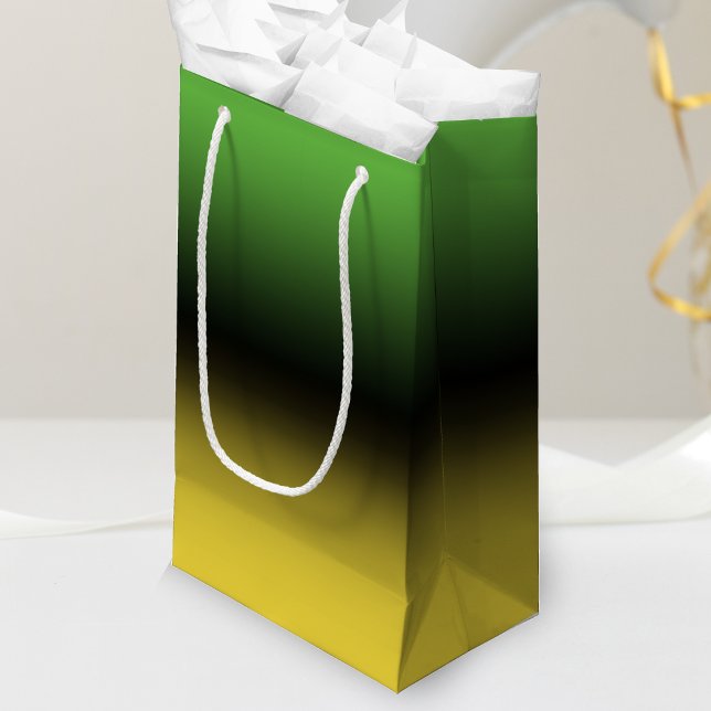 Jamaica Colours Gradient Ombre Green & Yellow Small Gift Bag (Jamaica color ombre yellow green and black gift bag)