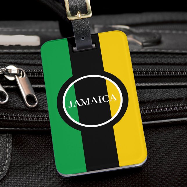 Jamaica Colours Green Black Gold Jamaican Luggage Tag (jamaica colors luggage tag)
