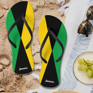 Jamaica Colours Green Black & Gold Jamaican Thongs