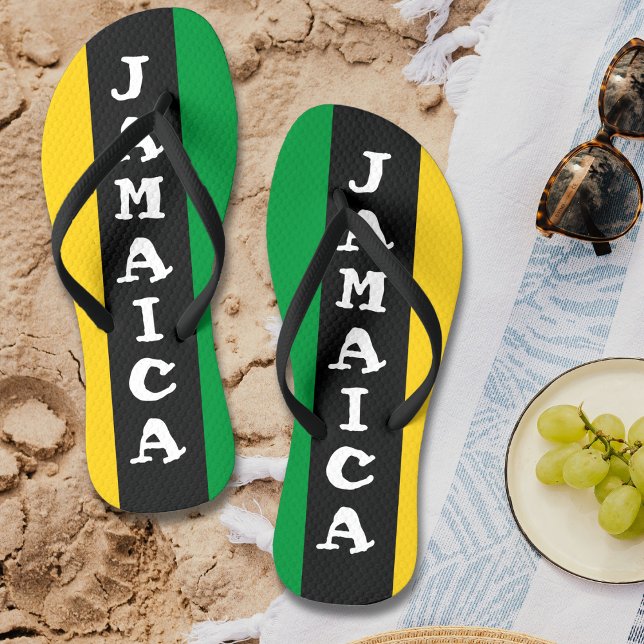 Jamaica Colours Green Gold Black Jamaican Thongs (Jamaica Colors Green Gold Black Jamaican Flip Flops)