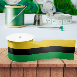Jamaica Colours Green Gold Black Name Jamaican Satin Ribbon