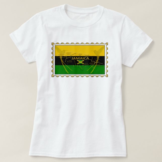 Jamaica Colours Humming Birds Stamp T-Shirt (Design Front)