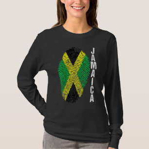 Jamaica Countries Flag Fingerprint Graphic Sleeve  T-Shirt