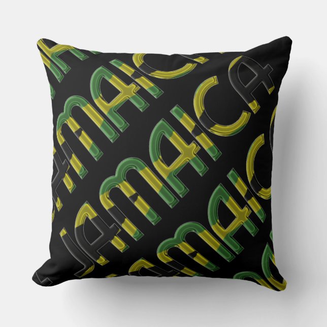 Jamaica Country Flag Colours Typography Souvenir Cushion (Front)
