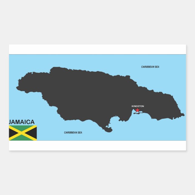 Jamaica country political map flag rectangular sticker (Front)