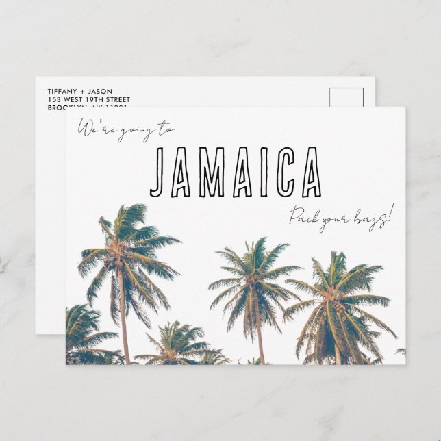 Jamaica Destination Beach Wedding Save the Date Postcard (Front/Back)