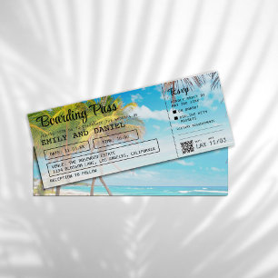 Jamaica Destination Boarding Pass Wedding  Invitation