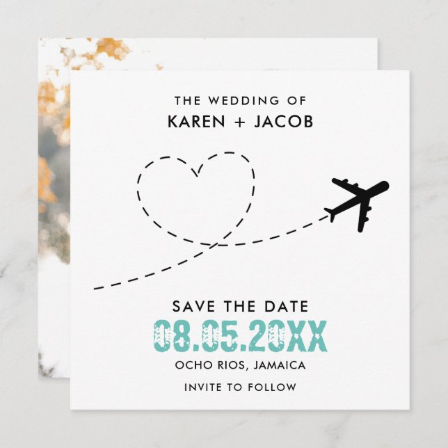 Jamaica Destination Wedding Photo Save the Date (Front/Back)