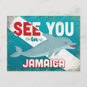Jamaica Dolphin - Retro Vintage Travel Postcard