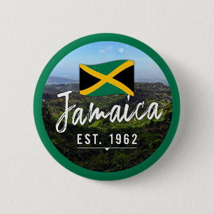 "Jamaica Est. 1962" With Jamaica Flag Art 6 Cm Round Badge