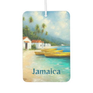 Jamaica fishing huts on sea shore car air freshener