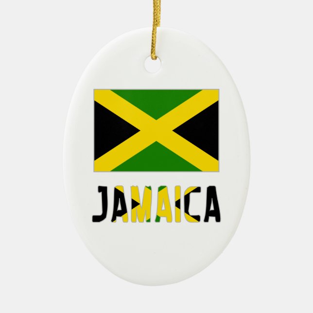 Jamaica  Flag and Word Ceramic Ornament (Front)