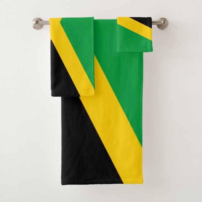 Jamaica Flag Bath Towel Set (Insitu)