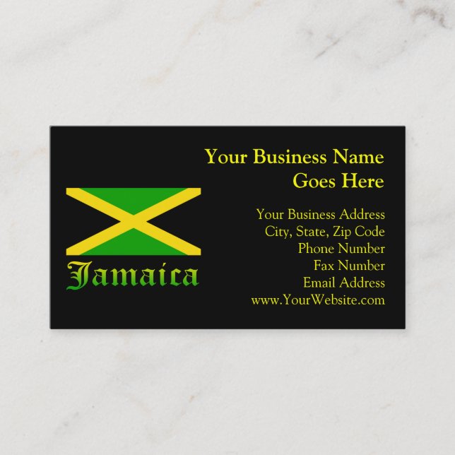 Jamaica Flag, Black, Green and Yellow Business Card (Front)