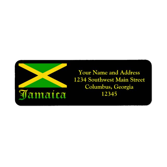 Jamaica Flag, Black, Green and Yellow Return Address Label (Front)