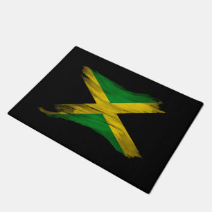 Jamaica flag brush stroke, national flag doormat