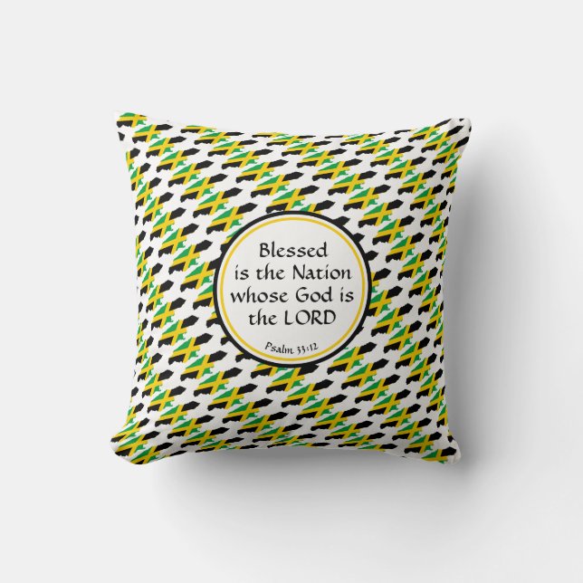 JAMAICA Flag Christian Blessed Nation Jamaican Cushion (Front)