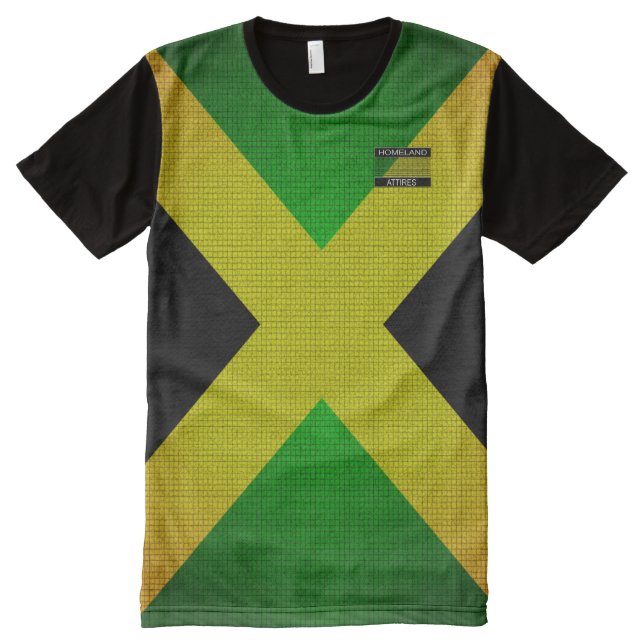 Jamaica Flag Colours Black Yellow Green T-Shirt (Front)