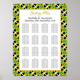 JAMAICA FLAG Custom Wedding 160 Seating Plan Poster