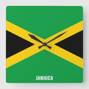 Jamaica Flag Dazzling Patriotic Square Wall Clock