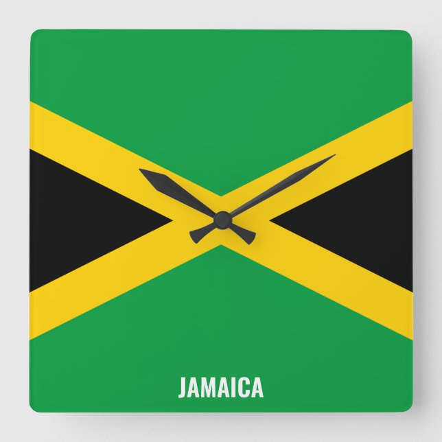 Jamaica Flag Dazzling Patriotic Square Wall Clock (Front)