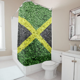 Jamaica Flag Distressed Shower Curtain