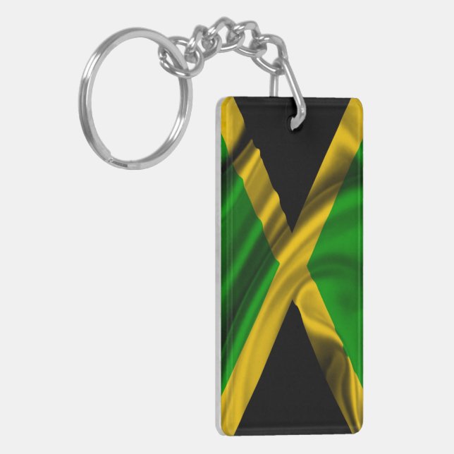 Jamaica Flag Fabric Key Ring (Front Left)