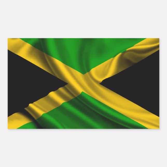 Jamaica Flag Fabric Rectangular Sticker (Front)