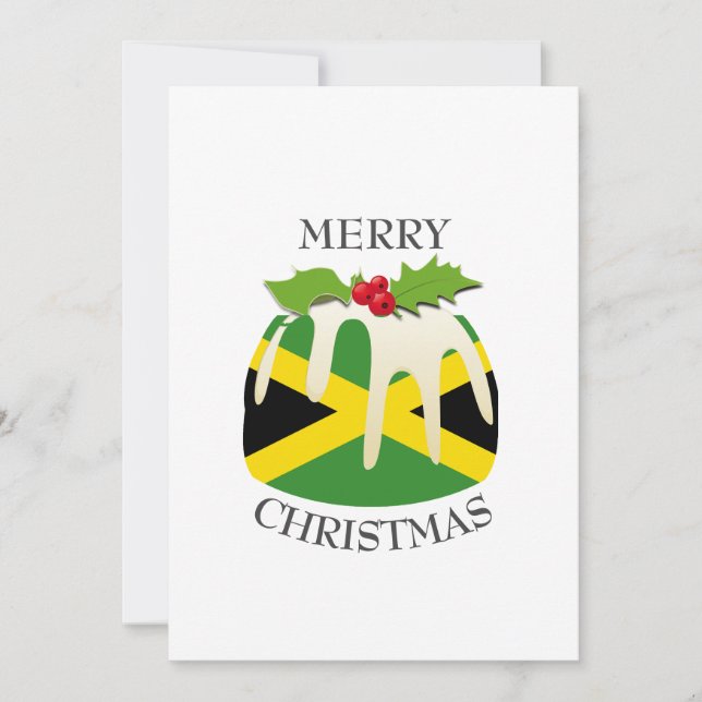 JAMAICA FLAG | Festive Plum Pudding | Christmas Holiday Card (Front)
