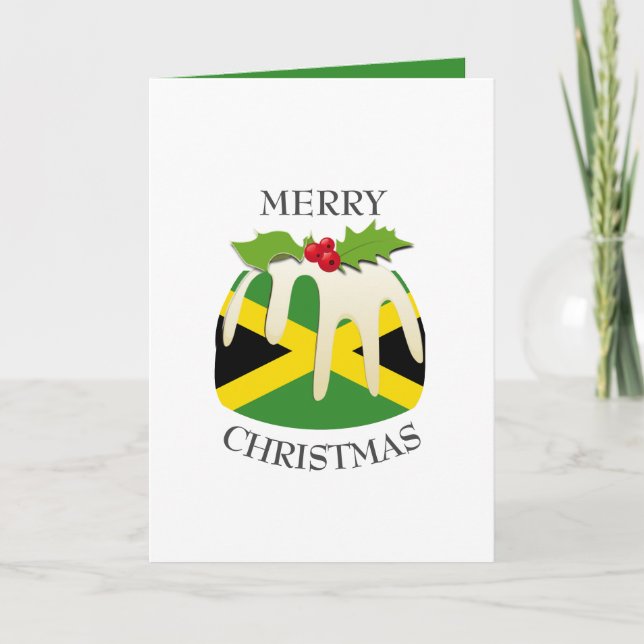 JAMAICA FLAG | Festive Plum Pudding | Christmas Holiday Card (Front)