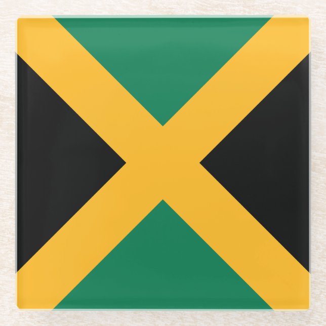 Jamaica Flag Glass Coaster (Front)