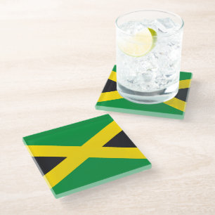 Jamaica flag glass coaster