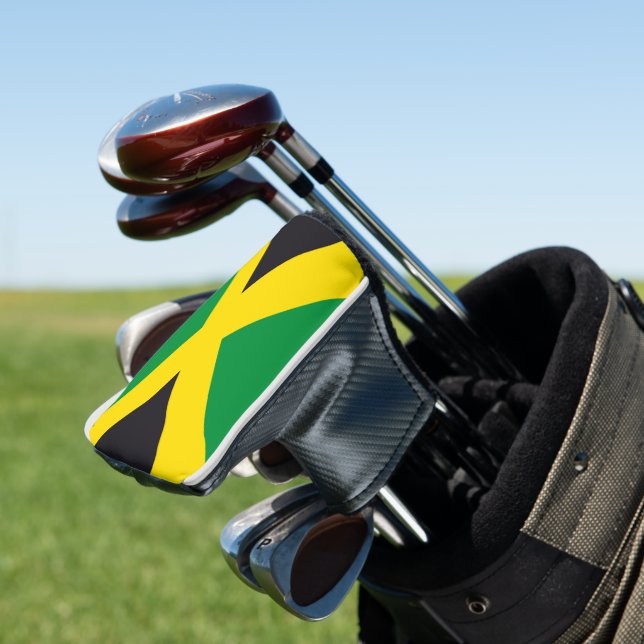 Jamaica flag golf head cover (In Situ)