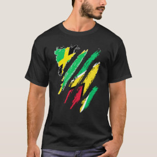 Jamaica Flag Guyana Grown Patriot Country Stripes T-Shirt