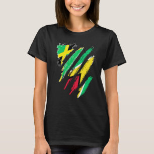 Jamaica Flag Guyana Grown Patriot Country Stripes T-Shirt